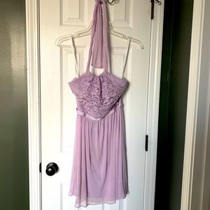 Short Lavender Bridesmaids Dress (David’s Bridal)